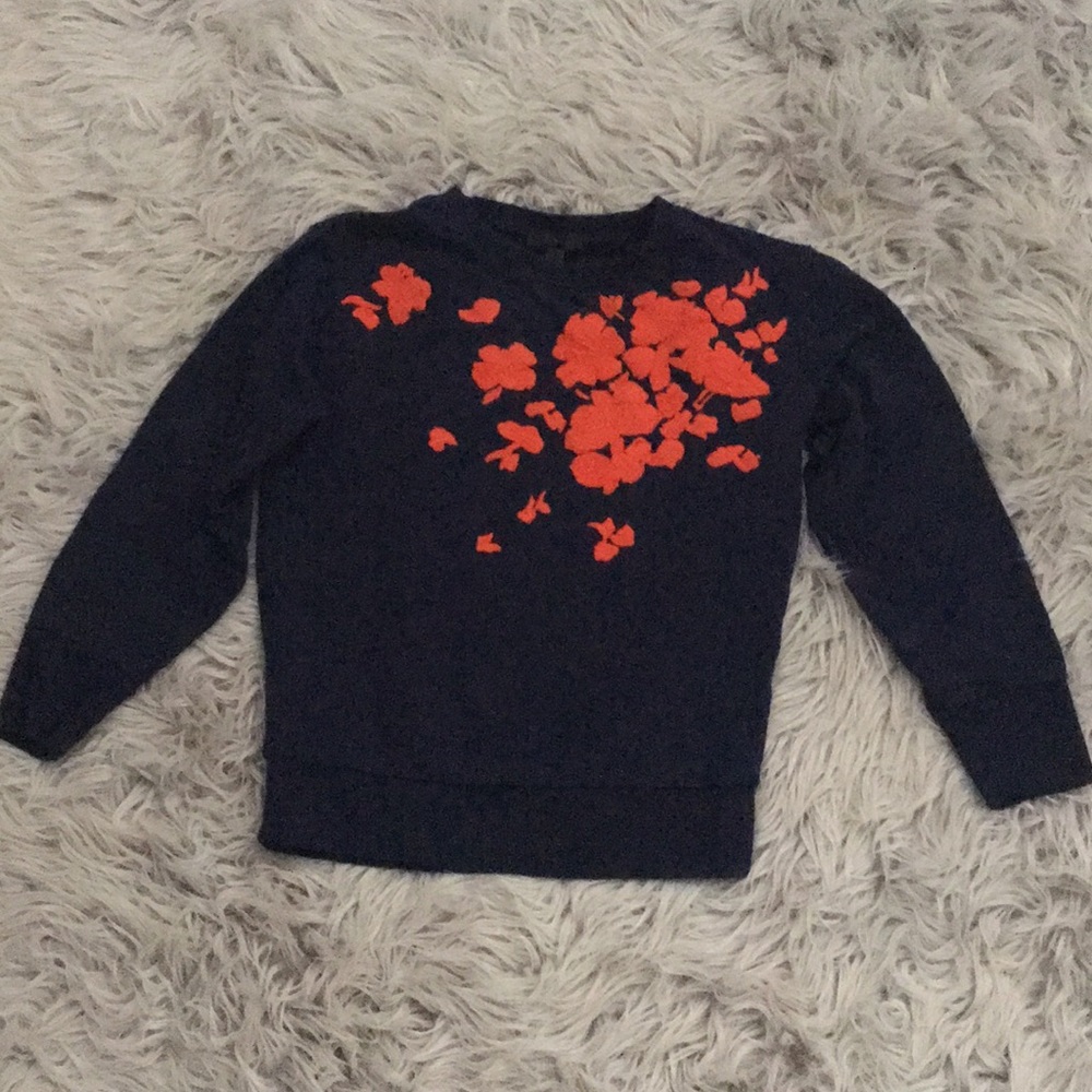 XXS J CREW Orange Floral Sweater